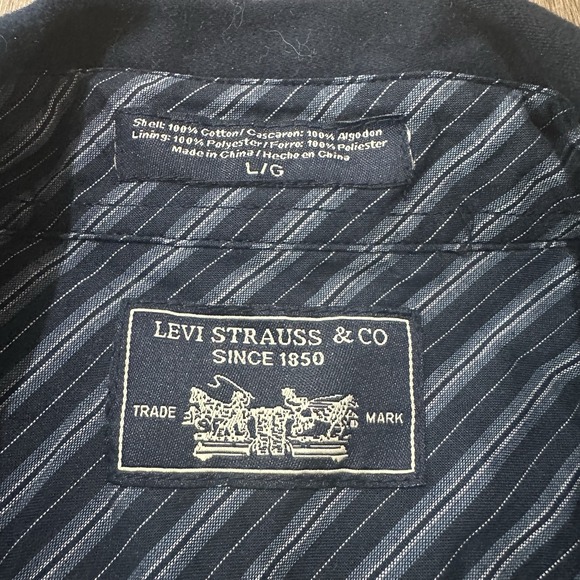 VINTAGE Levi's Blue Button Up Heavy Cotton Lined Shirt Jacket Men's Size‎ Large - Picture 2 of 6